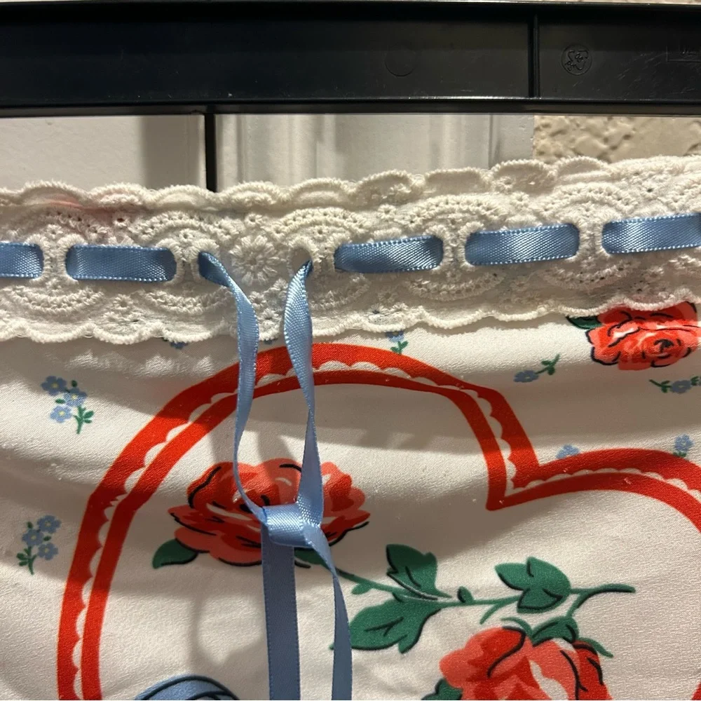 For Love & Lemons Daisy Mae Heart Cherry Print Strapless Ruffle Midi Dress - Picture 9 of 12